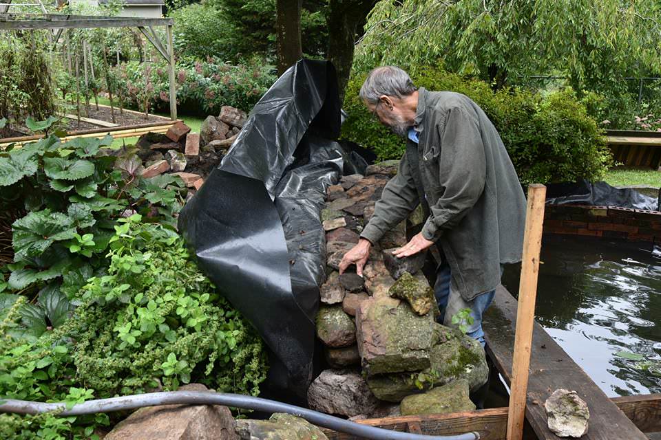 Building a Pond Waterfall